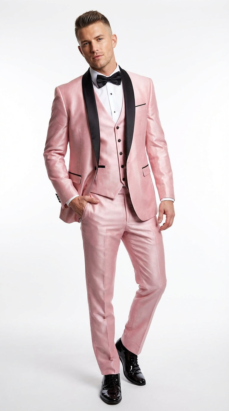Men’s peach suit, 3 piece suit for men