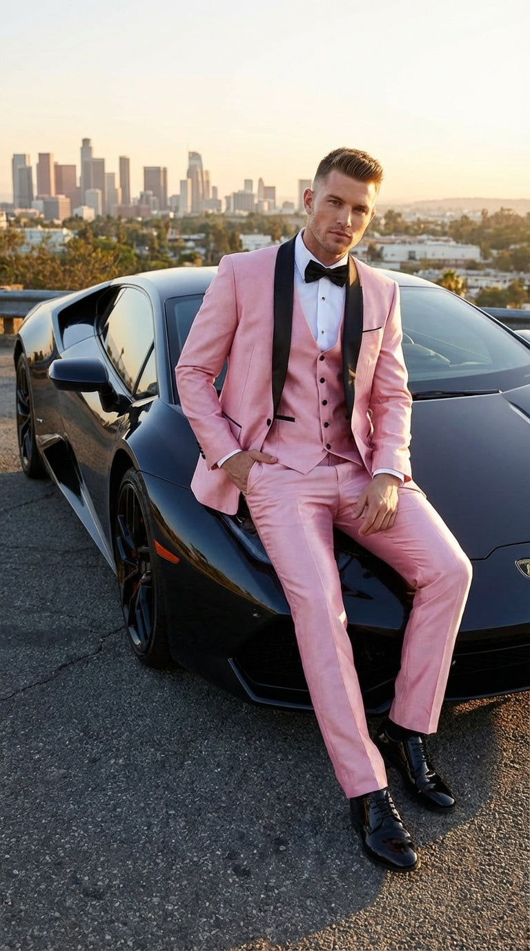 Men’s peach suit, 3 piece suit for men