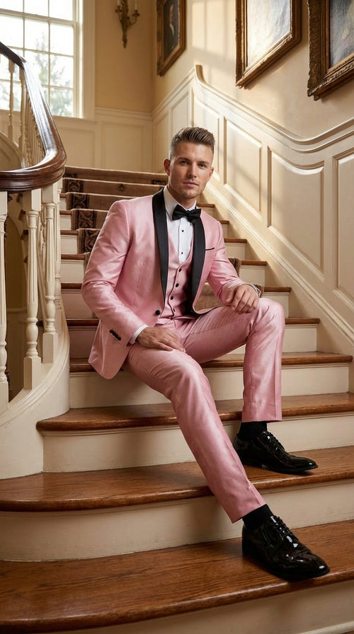 Men’s peach suit, 3 piece suit for men