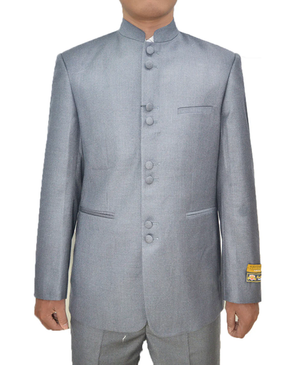Gray Prom Suit - Mens 8 Button Mandarin Collar Tuxedo in Light Grey by PROMTUXEDO
