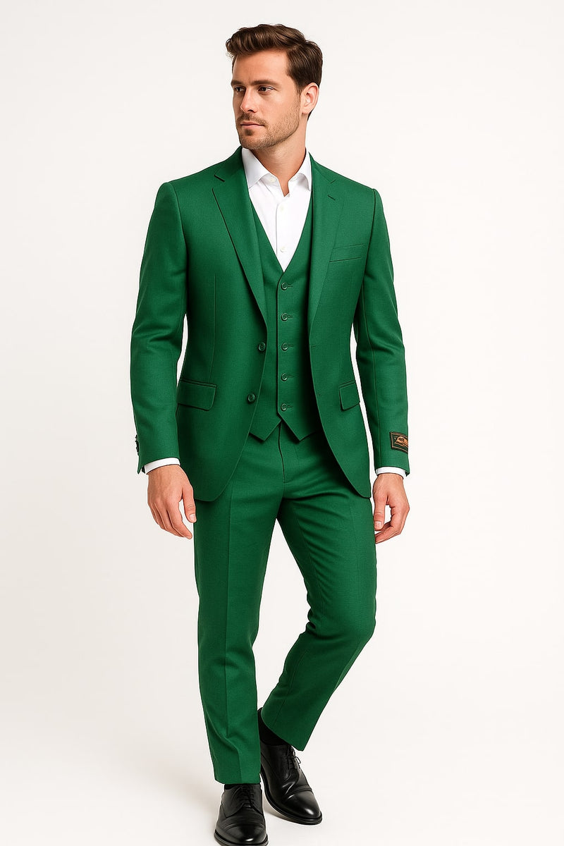 Mens Emerald Green 3-Piece Suit – Slim Fit Wedding and Formal Suit by Alberto Nardoni