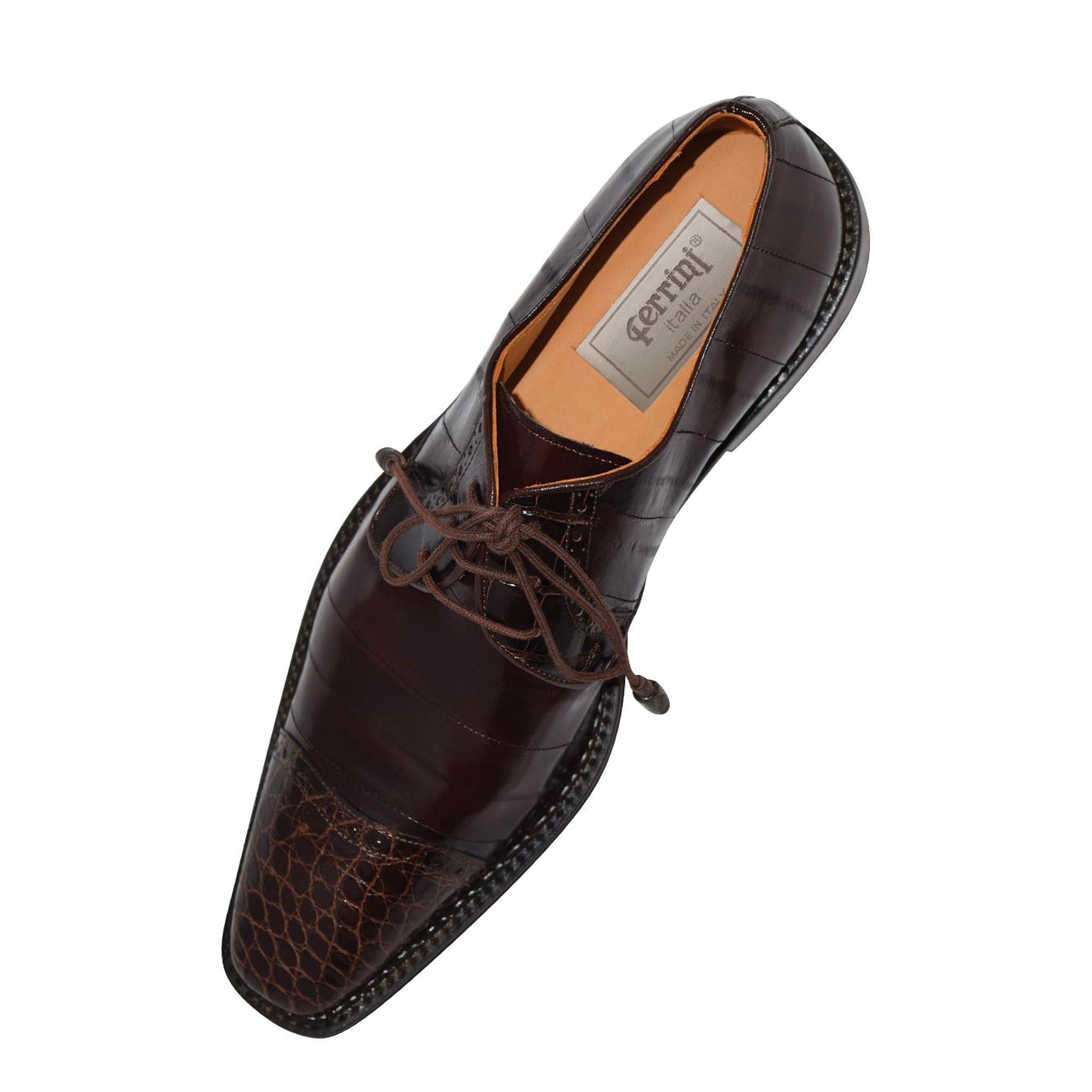 Mens Ferrini Alligator & Eel Cap Toe Dress Shoe in Brown – SuitUSA