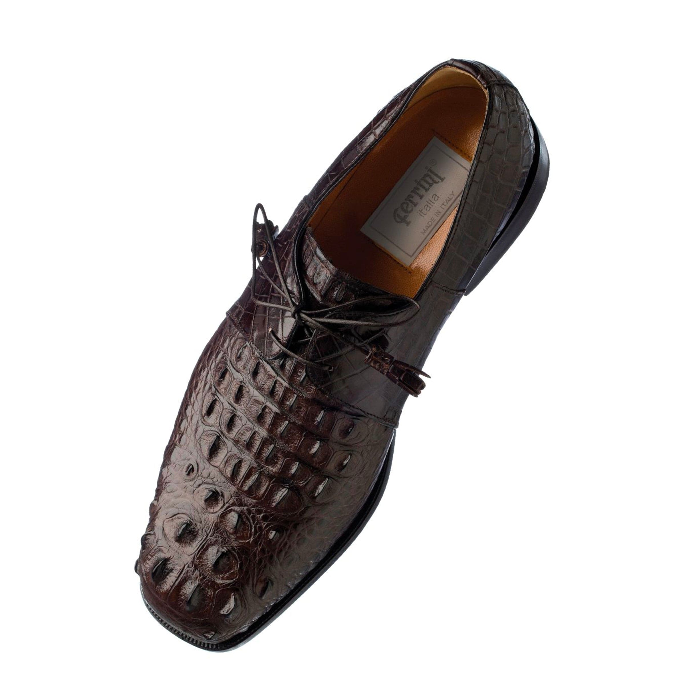 Mens Ferrini Alligator Hornback Dress Shoe in Chocolate – SuitUSA