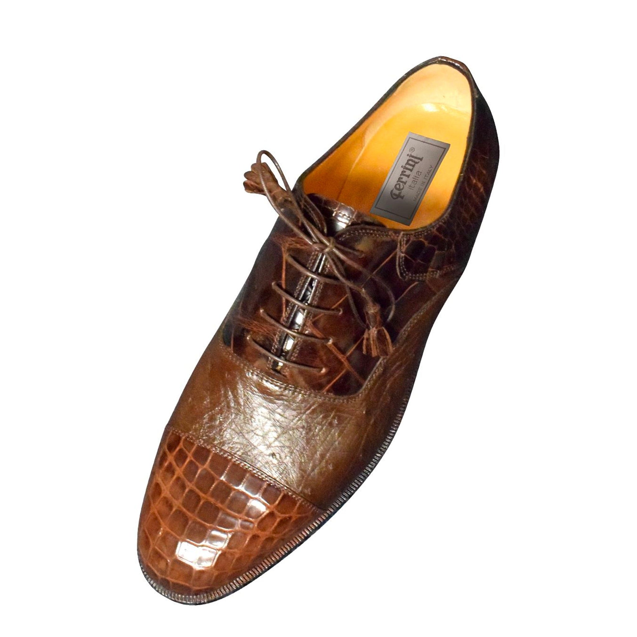 Ferrini Men's World Best Alligator ~ Gator Skin Skin Chocolate Dress Shoes