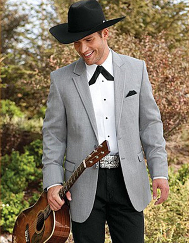 2 Button Cowboy Dinner Jacket in Grey - Men's Tuxedo USA