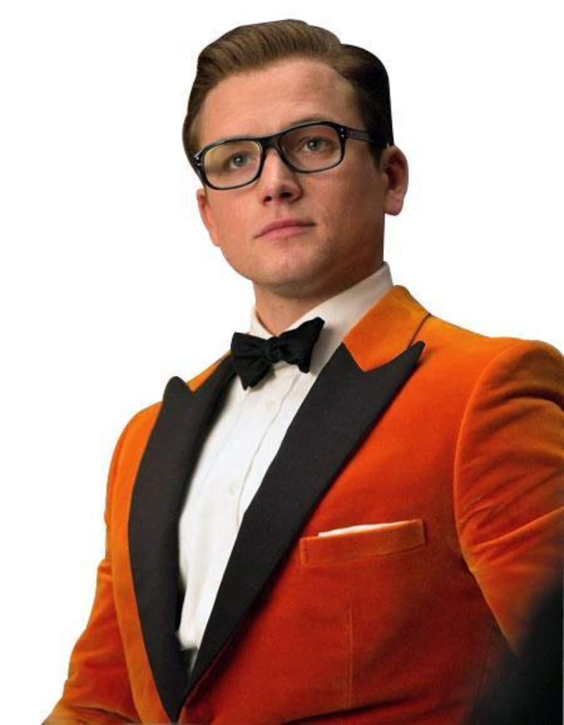Mens Peak Lapel Orange Tuxedo With Pants - Orange Prom Suit