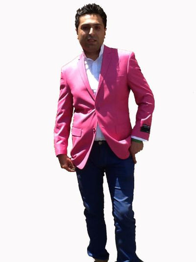 Stage Party Bright Men's Sport Coat / Dinner Jacket Cheap Priced Unique Fashion Designer Men's Dress blazers Sale Vented Hot Pink Fuchsia ~ fuschia ( color) mensusain