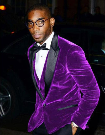 Purple Prom Suit - Purple Prom Outfit - Purple Prom Velvet Tuxedo - Men's Tuxedo USA