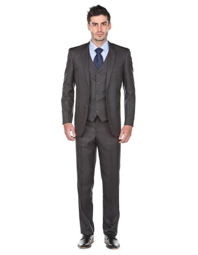 Pleated Suit - Mens Suits With Pleated Pant - Regular Fit Charcoal Grey Suit - Men's Tuxedo USA