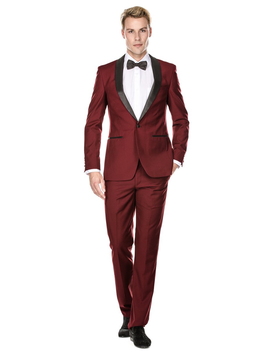 Maroon Prom Suit - Maroon Prom Tuxedo Suits - Maroon Wedding Tuxedo Mens Prom - Wedding Slim Fit Shawl Tuxedo Burgundy by PROMTUXEDO
