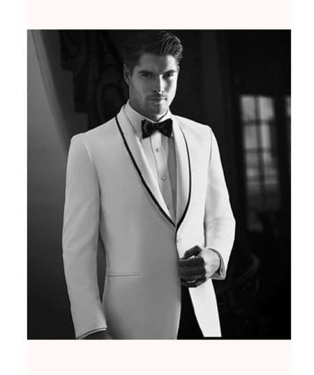 Men's 2 Pieces High Fashion Cream Tuxedo Suit With Flexible Waistband T802