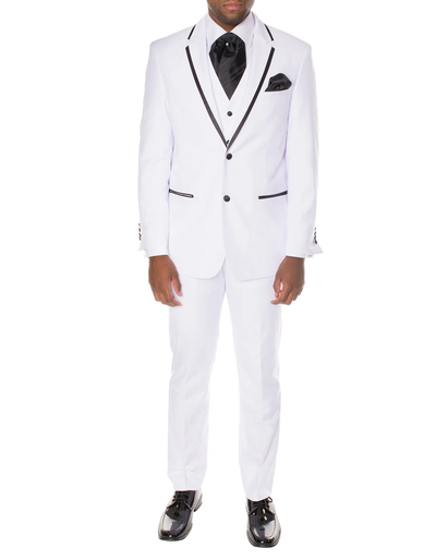 White Prom Suit - White Prom Tuxedo Suits - White Wedding Trim Prom Tuxedo