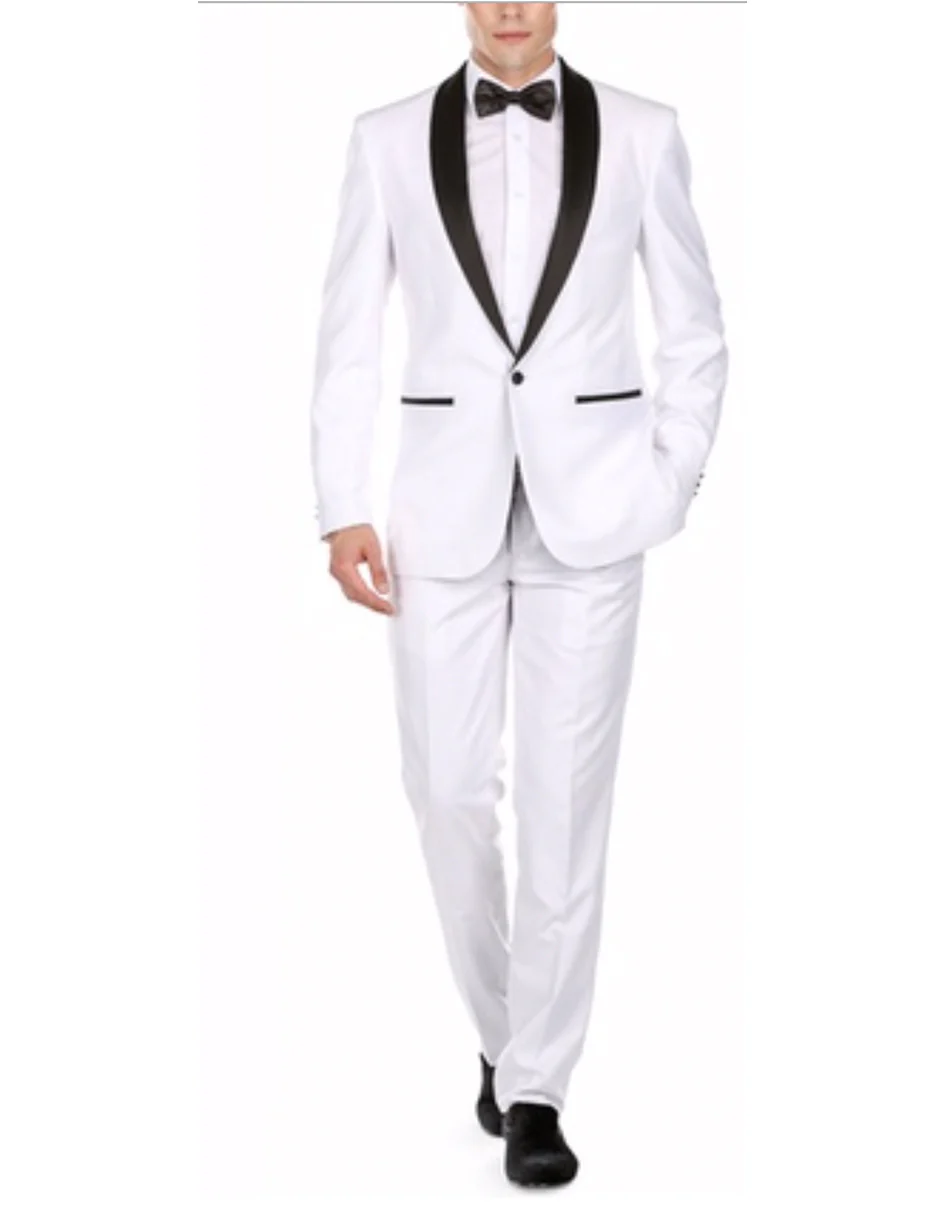 White Prom Suit - White Prom Tuxedo Suits - White Wedding Fit 1 Button Tuxedo