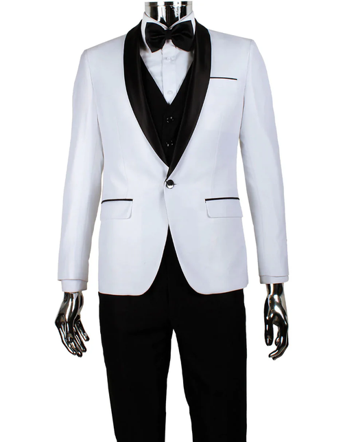 White Prom Suit - White Prom Tuxedo - White Wedding Shawl Lapel Tuxedo