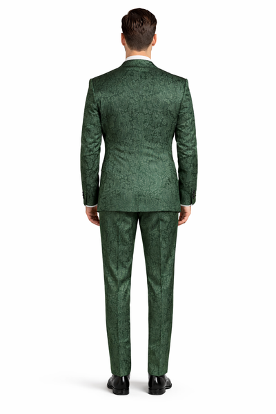 Mens Paisley Prom Suit in Hunter Green – Slim Fit Formal Party Outfit