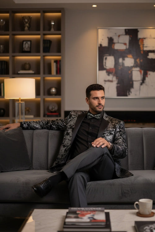 Mens Silver Tuxedo Jacket