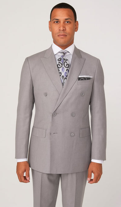 Apollo King "Classic Men's Double Breasted Luxury Wool Feel - Designer Brand - Light Grey"
