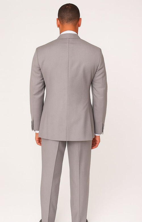 Apollo King "Classic Men's Double Breasted Luxury Wool Feel - Designer Brand - Light Grey"