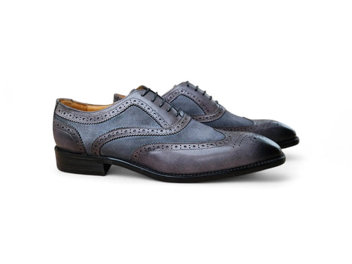 Mixed Media Burnished Wingtip Oxford
