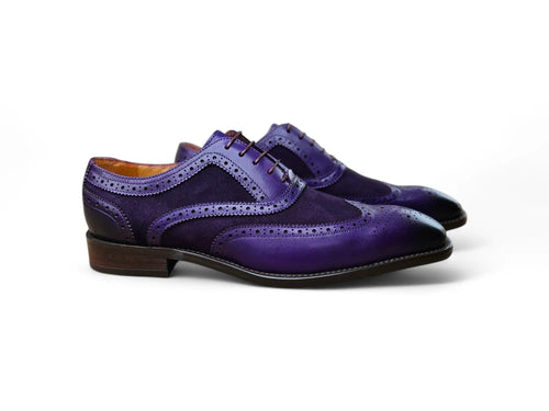 Mixed Media Burnished Wingtip Oxford