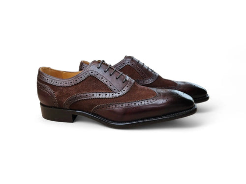 Mixed Media Burnished Wingtip Oxford