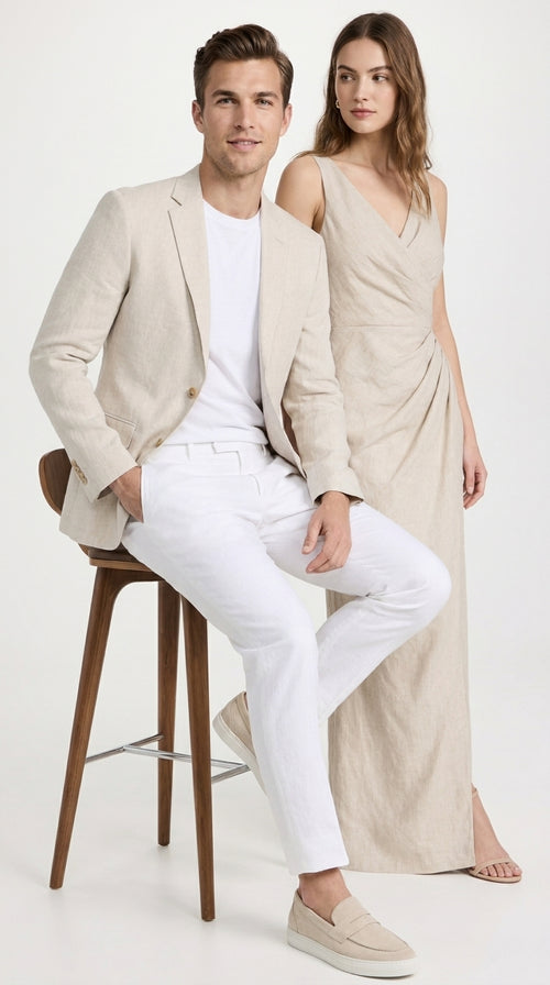Men’s Natural Linen Blazer, Lightweight Sport Coat for Summer Wedding and Casual Events