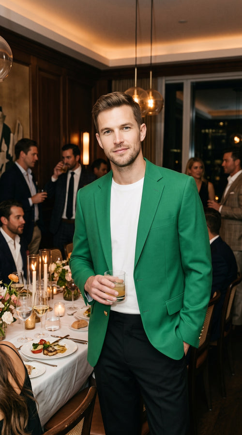 Men’s Kelly Green Blazer, Classic Sport Coat for Weddings Prom Parties and Special Events