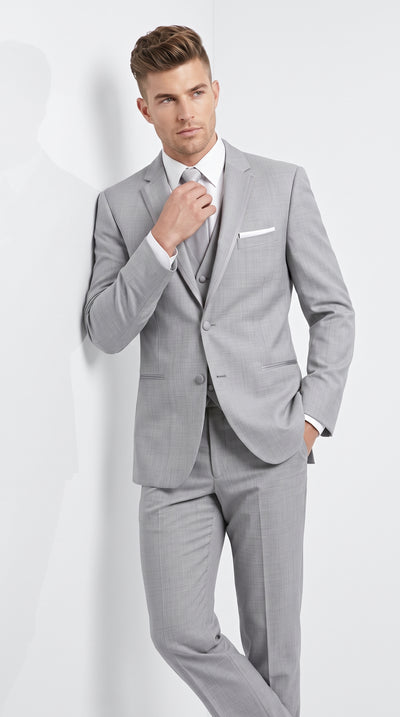 Men’s Light Grey Prom Suit, Designer 2 Button Peak Lapel Grenada Wedding Tuxedo Suit