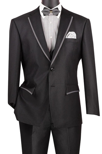 Black Prom Suit - Men's Modern Fit Tuxedo Double Breasted Black Suit