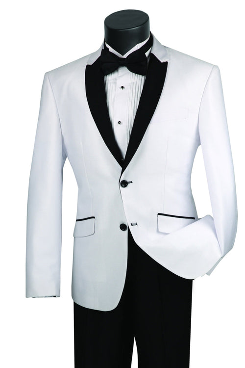 Men's White Slim Fit Tuxedo by Vinci Suits