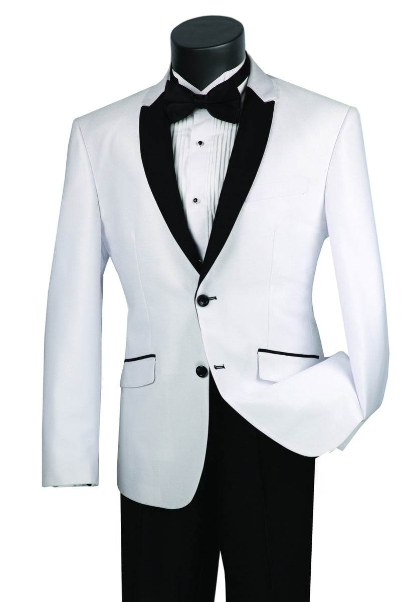 Men's White Slim Fit Tuxedo by Vinci Suits
