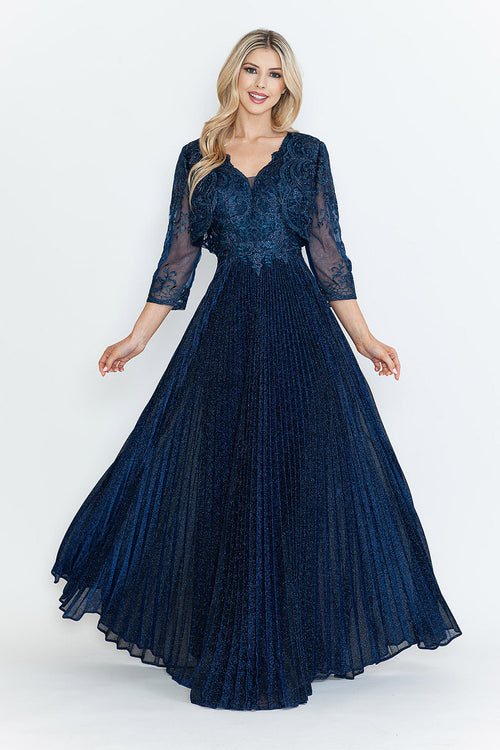 Mother Of The Groom Dress V-Neck 3/4 Sleeve Gown By Lenovia 8341-New Collection