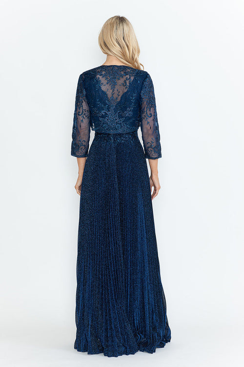 Mother Of The Groom Dress V-Neck 3/4 Sleeve Gown By Lenovia 8341-New Collection
