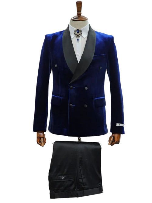 Double Breasted Tuxedo Suit - Slim fitted - Navy Suit - Shawl Collar - Men's Tuxedo USA
