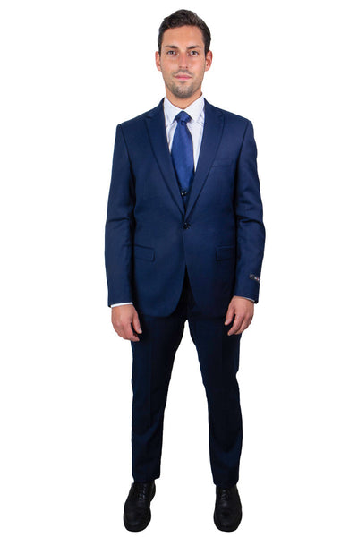 Men's Navy Blue Peak Lapel Suit & Vested Set