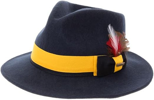 Grayson Fedora Crushable 100% Australian Wool Traveler Two Tone Navy Hat by USA Men's Outlet