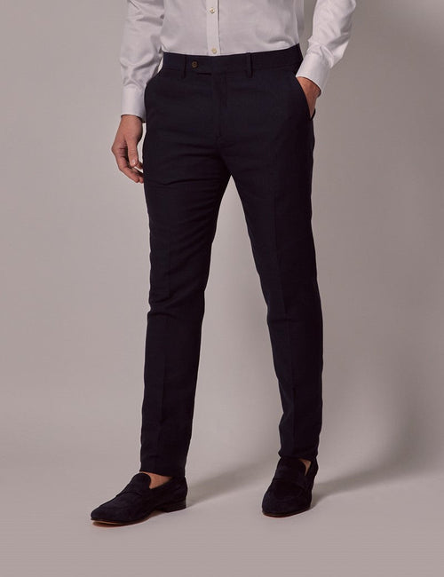 Mens Linen Suit For Beach Wedding - Summer Slim Suit in Navy - Men's Tuxedo USA