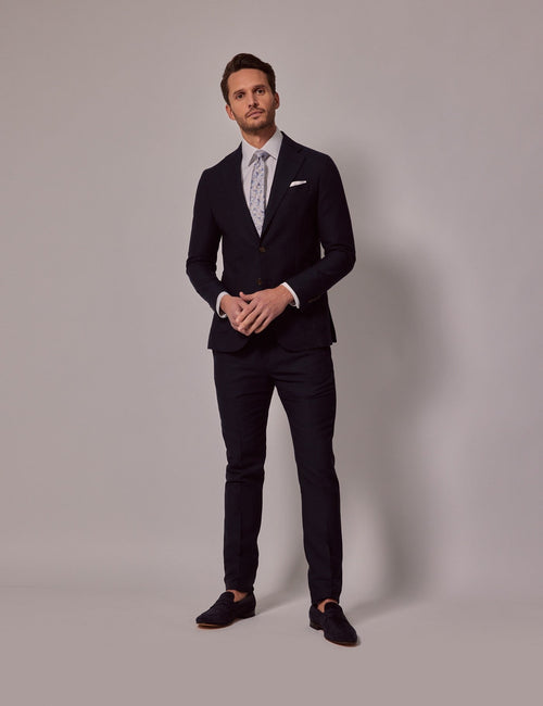 Mens Linen Suit For Beach Wedding - Summer Slim Suit in Navy - Men's Tuxedo USA