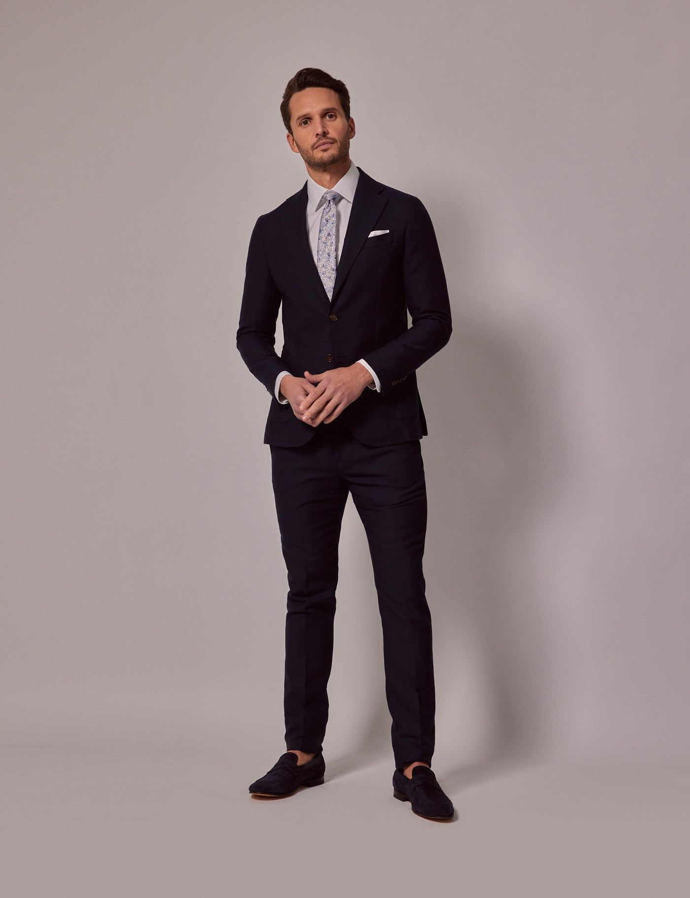Mens Linen Suit For Beach Wedding - Summer Slim Suit in Navy - Men's Tuxedo USA