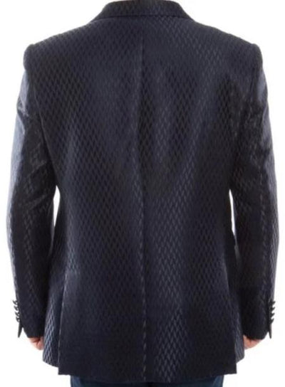 Navy Blue And Gold Trim Tuxedo Dinner Jacket - Navy Blue Blazer by PROMTUXEDO