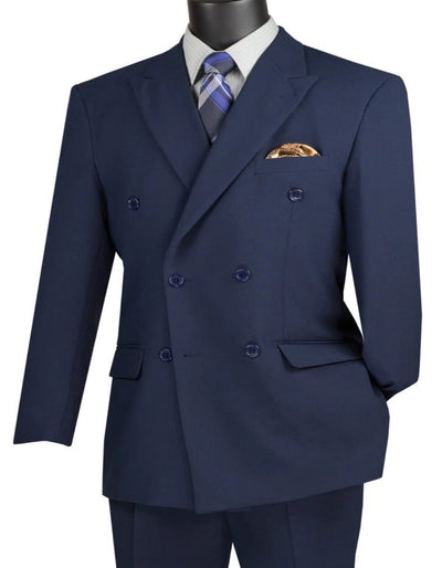 Pleated Suit - Mens Suits With Pleated Pant - Regular Fit Suit - Navy Blue Poplin Suit - Men's Tuxedo USA