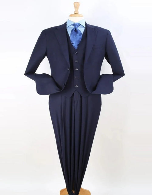 Pleated Suit - Mens Suits With Pleated Pant - Regular Fit Suit - Navy Suit - Men's Tuxedo USA