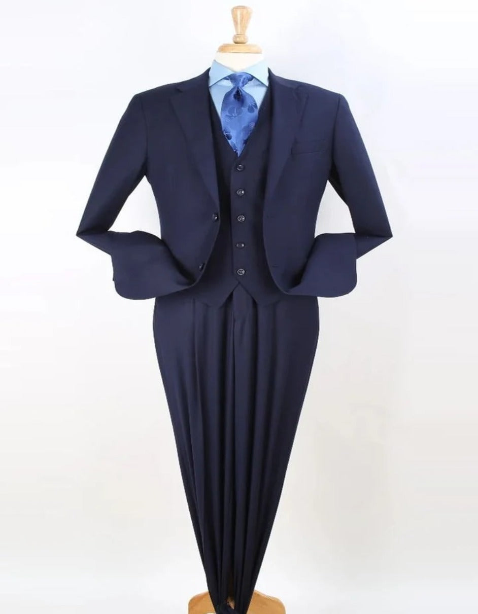 Pleated Suit - Mens Suits With Pleated Pant - Regular Fit Suit - Navy Suit - Men's Tuxedo USA