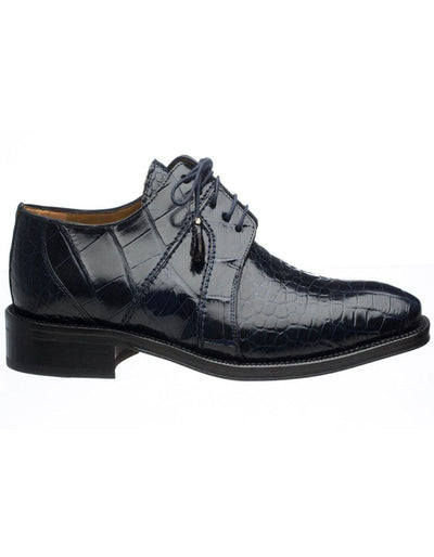 Ferrini Shoes - Mens Alligator Dress Shoe - Ferrini 205 Belly Alligator Plain Toe Shoes Navy by Ferrini USA