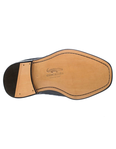Ferrini Shoes - Mens Alligator Dress Shoe - Ferrini 3520 Belly Alligator Split Toe Shoes Navy Ferrini USA