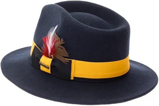 Grayson Fedora Crushable 100% Australian Wool Traveler Two Tone Navy Hat by USA Men's Outlet