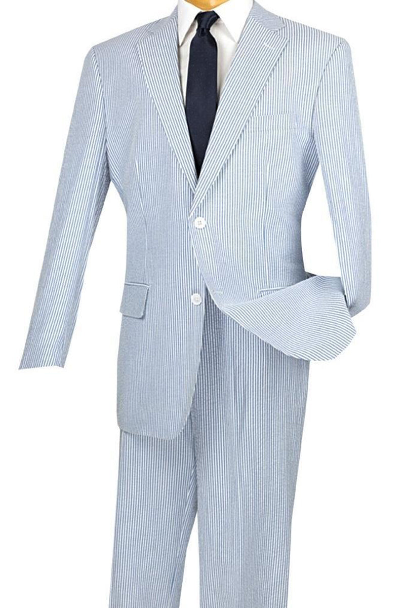 Mens 2 Button Modern Fit Seersucker Suit in Navy