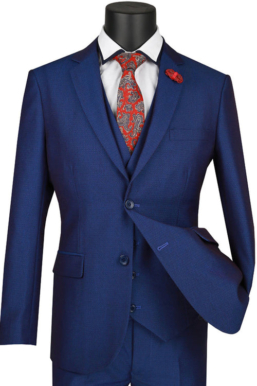 Mens Slim Fit Wool Feel Suit in Charcoal by Vinci