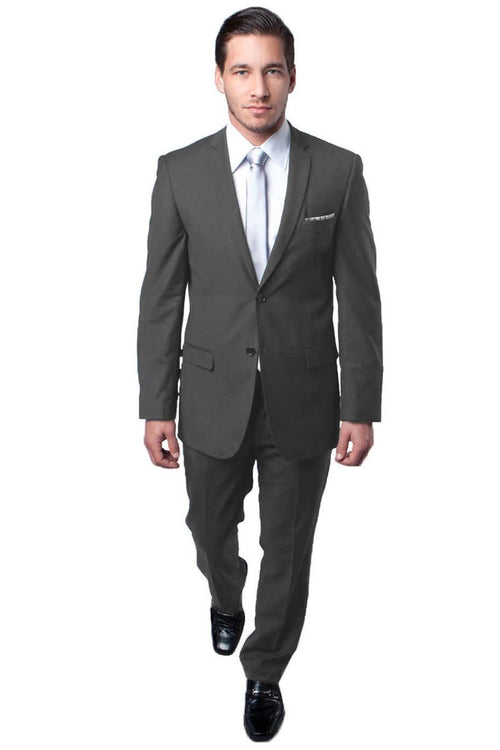 Men's Grey Slim Fit Wedding Suit by Tazio Suits
