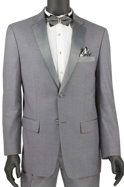 Mens Grey Slim Fit Notch Tuxedo by Vinci Suits